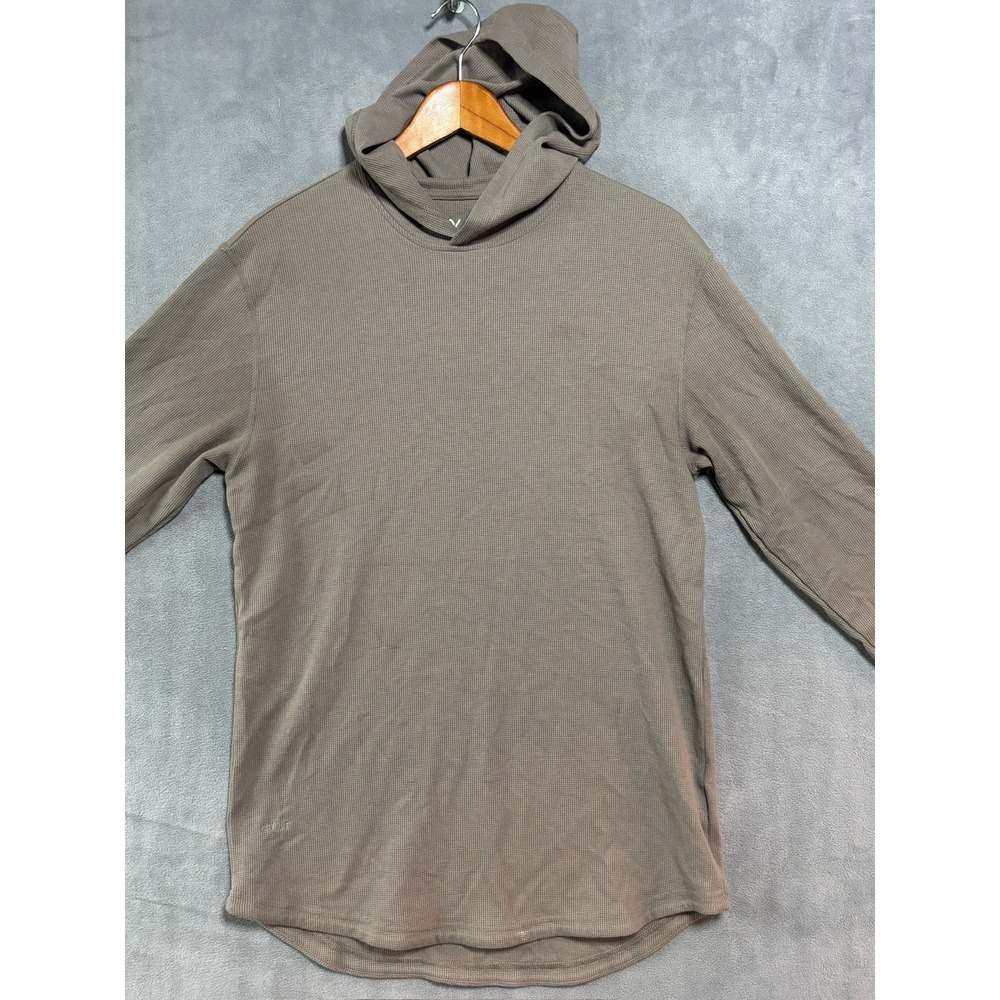 BYLT Premium Basics Mens Brown Waffle Knit Hooded Pullover Activewear Hoodie M